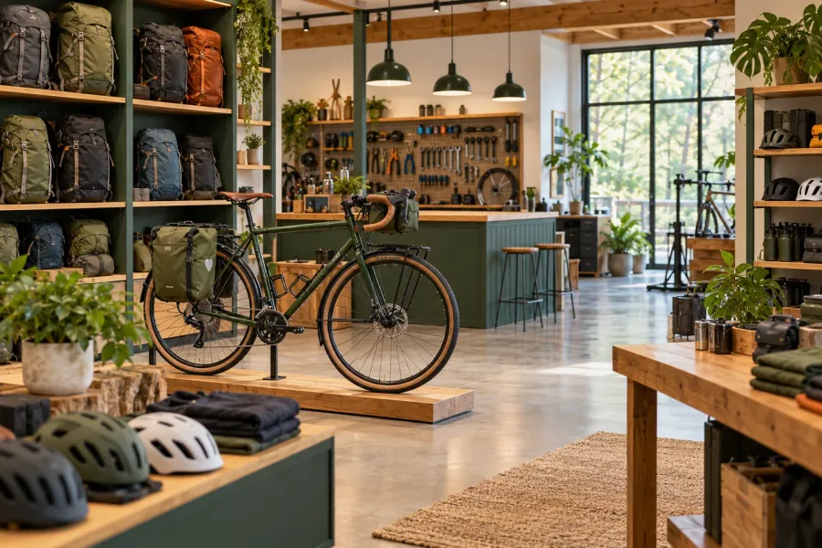 Illustrative cycling shop representing a specialist service location